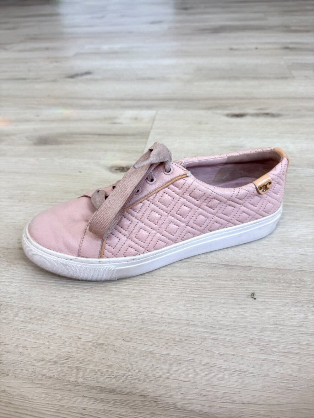 Tory Burch Shoes Pink Quilted Lace-up Sneakers 8.5